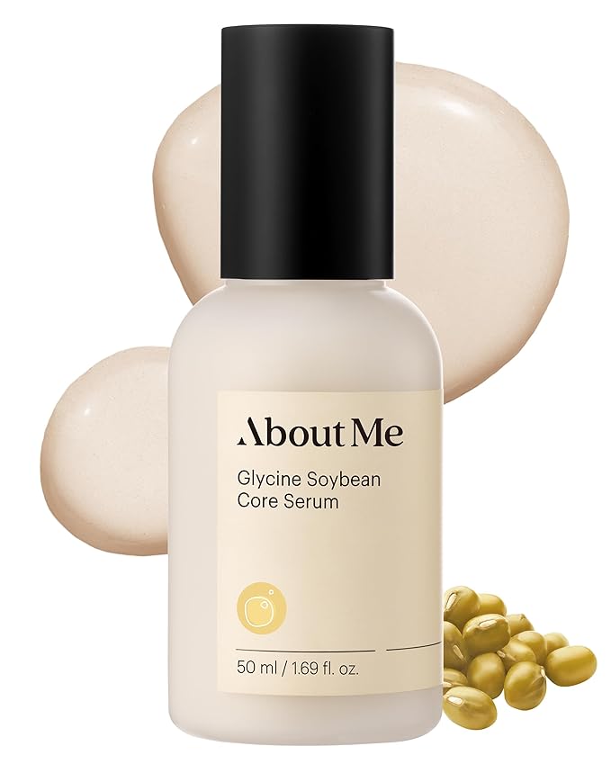 About Me Glycine Soybean Core Serum - 13 Peptides + Soy Protein Firming Serum, Lightweight Emulsion for Fine Lines & Elasticity, Squalane Niacinamide Ceramide NP, All Skin Types, 1.69 oz (50ml)