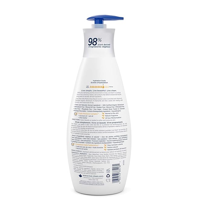 Live Clean Moisturizing Shea and Coconut Body Lotion, 18 Fl Oz (Pack of 2)