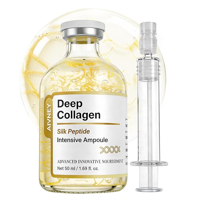 Silk Peptide Intensive Lifting Serum with Copper Peptides, Deep Collagen Ampoule, Korean Skin Care Anti Aging Serum for Face Tightening, Smoothing, Hydrating, 1.69 fl oz