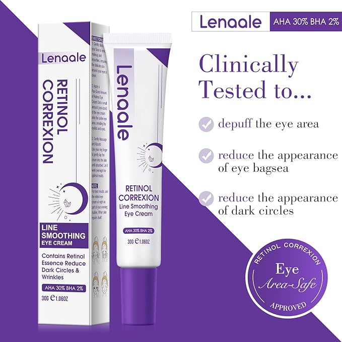 Eye Cream, Retinol Eye Cream for Dark Circles, Puffiness Anti Aging, With Hyaluronic Acid, Peptides, Caffeine Reduces Bags, Smooths Wrinkles & Fine Lines