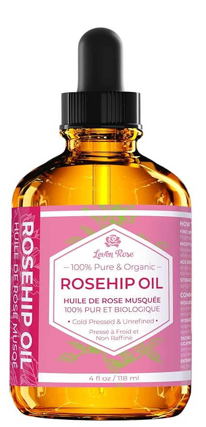 Leven Rose Pure Rosehip Oil for Face Organic Cold Pressed 4 oz - Rose Hip Seed Oil, Unrefined for Nighttime Face Moisturizer for Hair, Skin & Nails