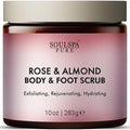 SOULSPA PURE Rose & Almond Body & Foot Scrub - Rejuvenating & Hydrating Exfoliating Body Scrub for Luxurious Skin Care, 10 oz