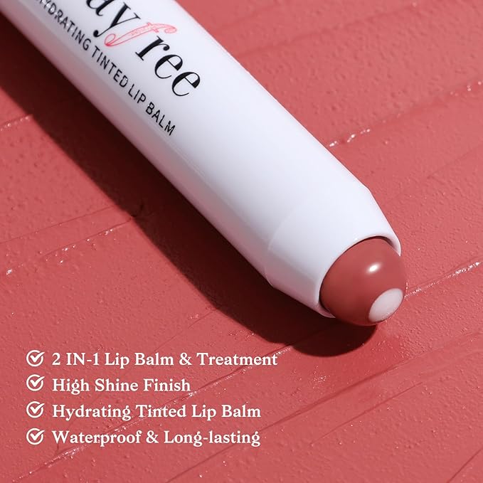 bayfree Tinted Lip Balm Plumper, Glossy, Pump Lips, Lightweight, Moisturize & Tint with Jojoba Seed Oil, Vegan Lipbalm Lip Care, Tang Peony