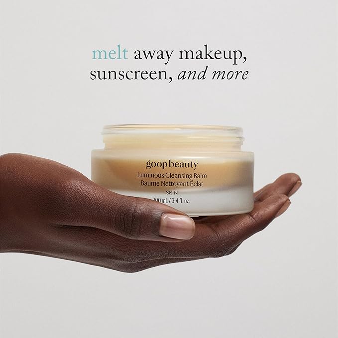 goop Beauty Cleansing Balm | Makeup Remover & Facial Cleanser for Sensitive Skin | Saffron Extract, Vitamin E, & Biofermented Cleansing Microspheres | Removes Dirt, Pollution, & Sunscreen | 3.4 fl oz