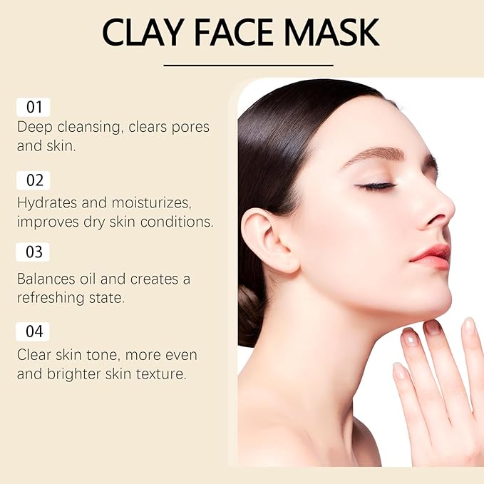 Turmeric Vitamin C Clay Mask, Suitable for Dark Spots and Dull Skin, Deep-Cleaning and Moisturizing Skincare Mask That Can Remove Blackheads and Pores, and Improve Uneven Skin Tone, 4.23 Ounces