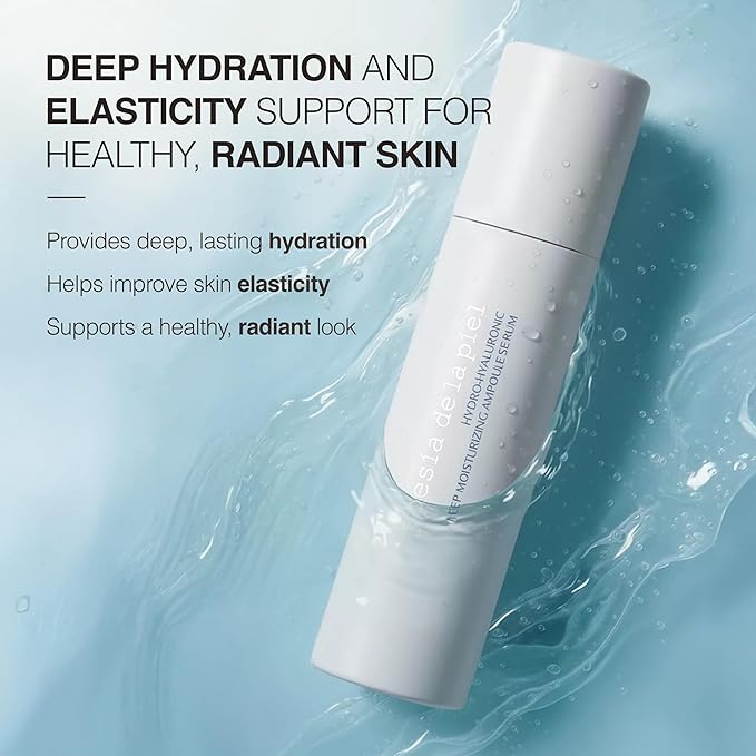 POESIA Hydro Hyaluronic Ampoule Serum – 3-Layer Hyaluronic Acid Complex for Deep Hydration | 48ml | Korean Glass Skin Glow | Clinically Proven +282% Moisture | Clean & Vegan Skincare