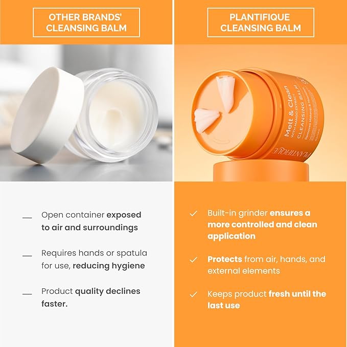 PLANTIFIQUE Korean Cleansing Balm – Hydrating Makeup Remover with Hyaluronic Acid & Ceramides – Oil Based Face Cleanser - Removes Waterproof Makeup & Sunscreen, Balsamo Desmaquillante 1.41 oz / 40g