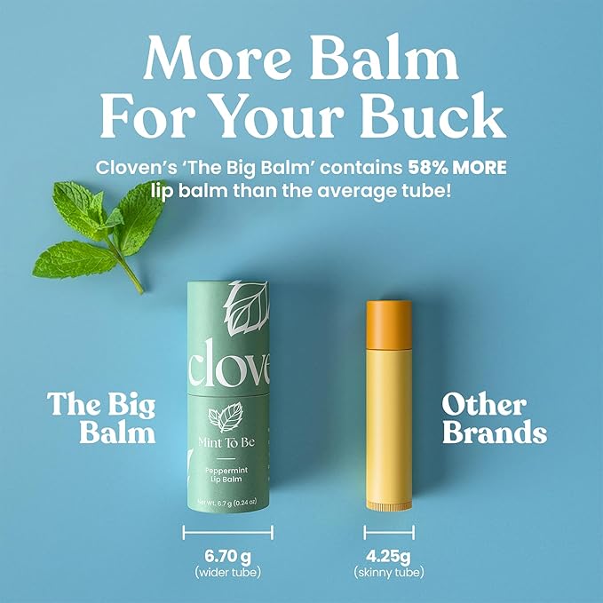 Cloven Tallow Lip Balm, Deep Hydration for Lips, Face & Dry Skin | Natural Grass-Fed, Organic Ingredients, Nourishes & Protects | Peppermint | Made in the USA