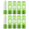 Ownest 10 Pcs Aloe Vera Lip Balm, PH Color Changing Lipstick, Change from Green to Natural Pink, Deep Hydrating Tinted Lip Balm, Daily Lip Moisturizer for Dry Cracked Lips, with Real Aloe Vera
