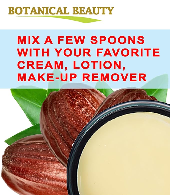 Botanical Beauty JOJOBA OIL BUTTER RAW VIRGIN UNREFINED for Face, Body, Hair, Nails. Dry Skin, Cracked Hands, Eczema, Psoriasis Rashes, Itchiness, Redness (16 Fl Oz)