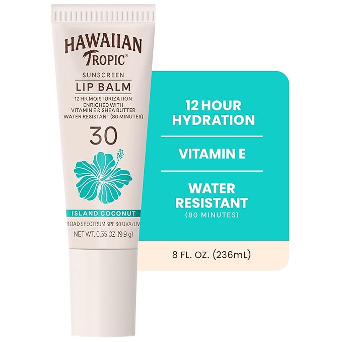 Hawaiian Tropic Lip Balm, Island Coconut, SPF 30, 0.35oz each, Twin Pack