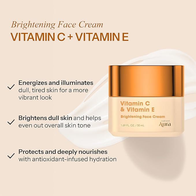 Vitamin C & Vitamin E Face Moisturizer – Dermatologist Tested, Anti Aging Korean Skin Care – Hydrating Cream For Smoother Youthful Looking Skin – Vegan, Clean Beauty – 1.69 Fl Oz