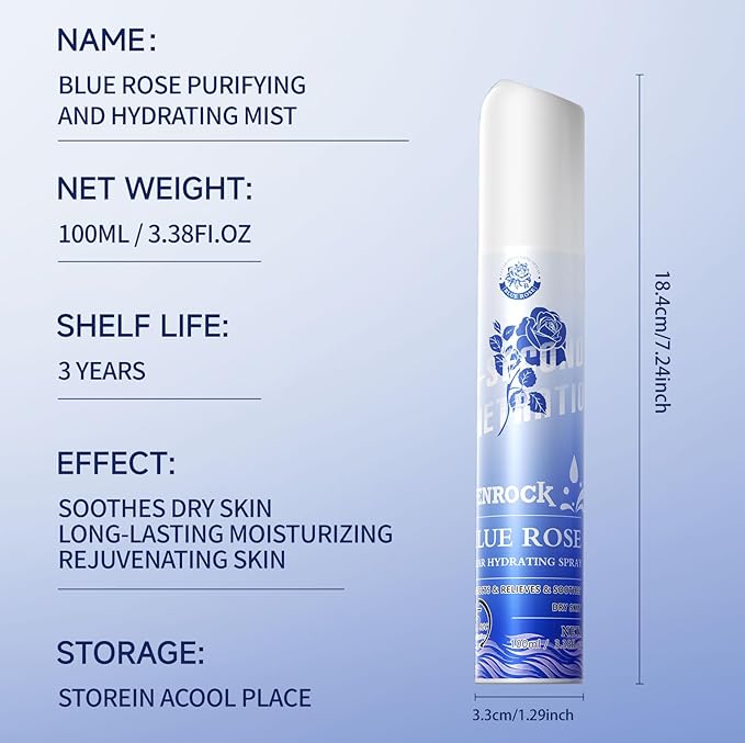 Venrock Rose Water Spray for Face, 3.4 fl oz Organic Face Mist with Damask Rose, Instant Hydration & Soothing for All Skin Types, 5-Second Fast Penetration, Alcohol-Free & Dye-Free, Vegan Skin Care