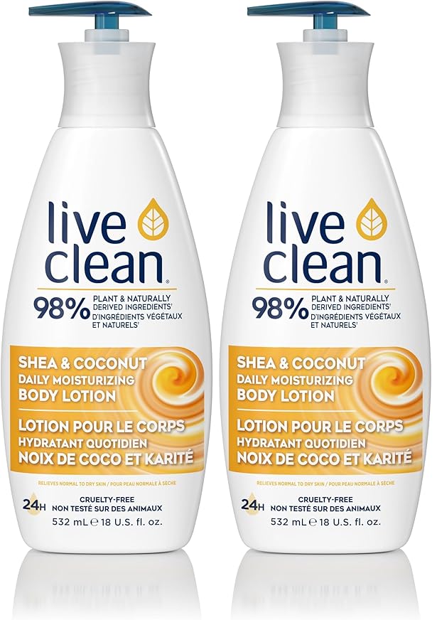 Live Clean Moisturizing Shea and Coconut Body Lotion, 18 Fl Oz (Pack of 2)