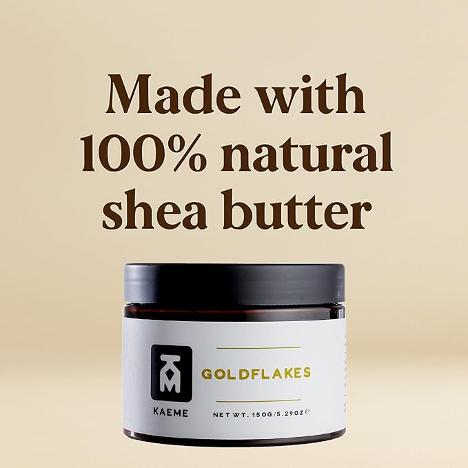 Kaeme.com Goldflakes Whipped Shea Body Butter – Non-Greasy, Fast-Absorbing, Made With Organic Shea,Coconut Oil, 24H Moisture for Dry Skin |Vitamin A, E & F | Crafted by Women Artisans(10.5oz/300g jar)