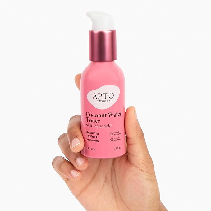 APTO Coconut Water Toner w/Lactic Acid: Daily Hydrating, Clarifying & Exfoliating Facial Toner for Skin That's Smooth, Fresh & Revitalized, 4 fl. oz.