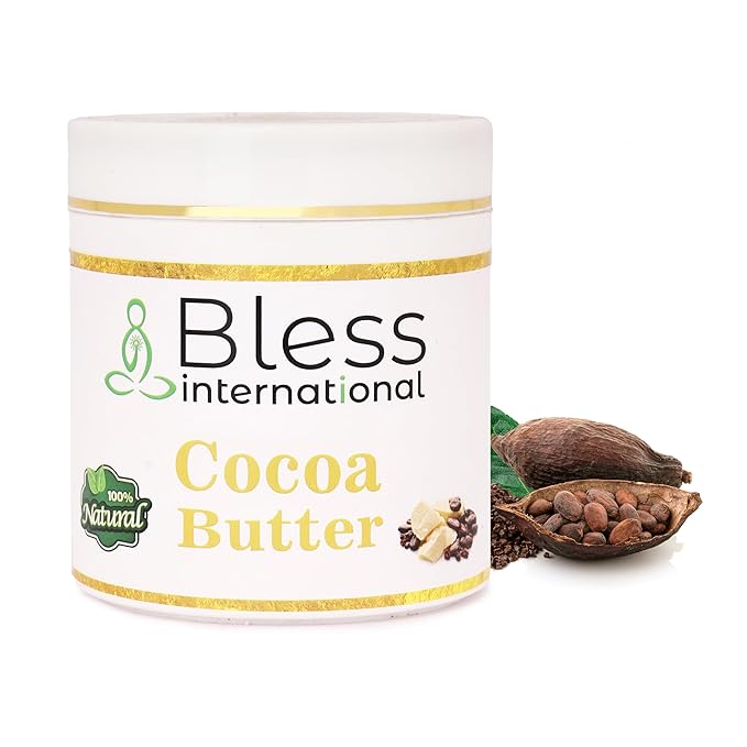 Organic Raw Cocoa Butter 100% Pure,Natural & Unrefined| Skin Moisturizer For Face, Body & Hair| 1 LBS/450 GM Ivory / White Grade A | DIY Creams, Balms, Lotions, Soaps| Softens Dry & Tough Skin