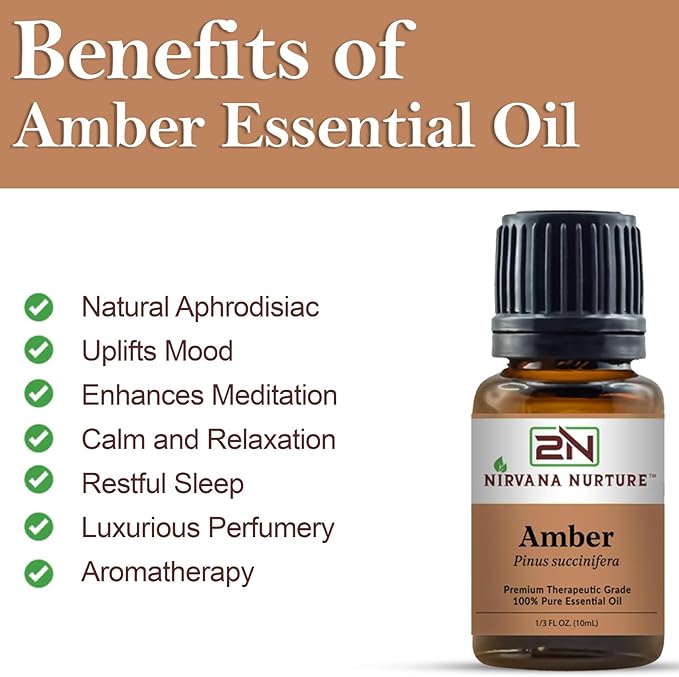 Amber Essential Oil,100% Pure Undiluted, Aromatherapy Oil for Diffuser, Hair & Skin Care