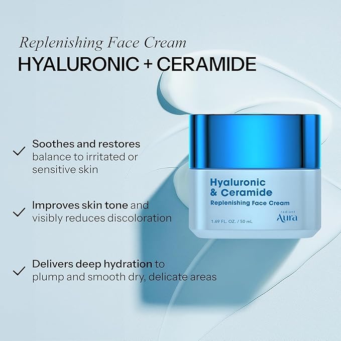 Hyaluronic Acid & Ceramide Face Moisturizer – Dermatologist Tested, Anti Aging, Korean Skin Care – Hydrating Face Cream, Softens Wrinkles, Non Greasy Feel – Vegan, Clean – 1.69 Fl. Oz