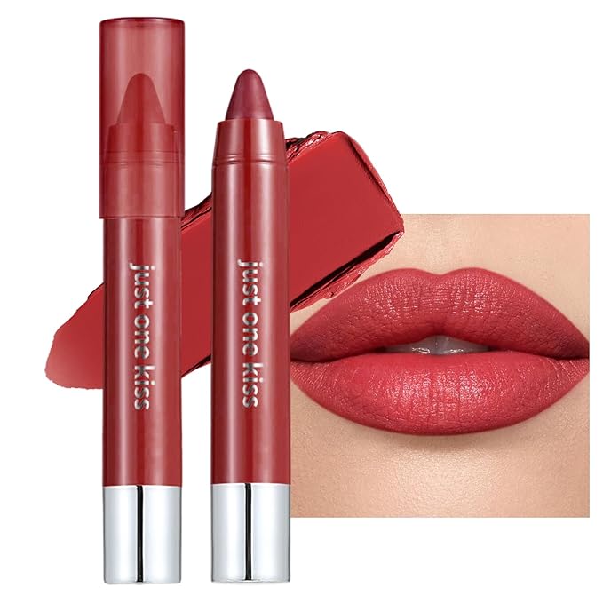 Rich Berry Rose Cream Lipstick Lip Crayon, Hydrating Lipstick for Women, Smooth Natural Color Tinted Lip Balm & Lip Crayon Liner in One, Buildable Color with Soft Finish, 10