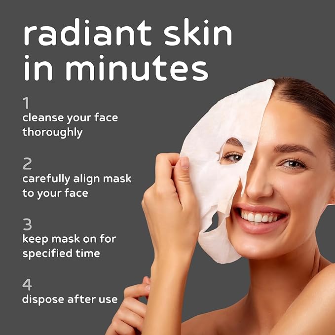 PB & JAY Purenature Facial Mask – Premium Quality Korean Sheet Mask for Pore Care – Korean Collagen Essence Detoxifying Facemask Sheet (Charcoal)