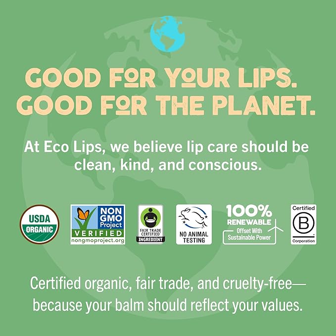 Eco Lips Mongo Kiss Organic Lip Balm 4-Pack – Strawberry Lavender & Coconut Flavor | Ultra-Moisturizing, USDA Organic Lip Care | Made in USA, Cruelty-Free (0.25 oz.)