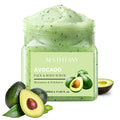 O'KADY Avocado Face & Body Scrub - 11.8 fl oz (350ml) - Gentle Exfoliating with Rice Powder & Olive Oil - Hydrating Formula for Smooth Skin - Fragrance-Free