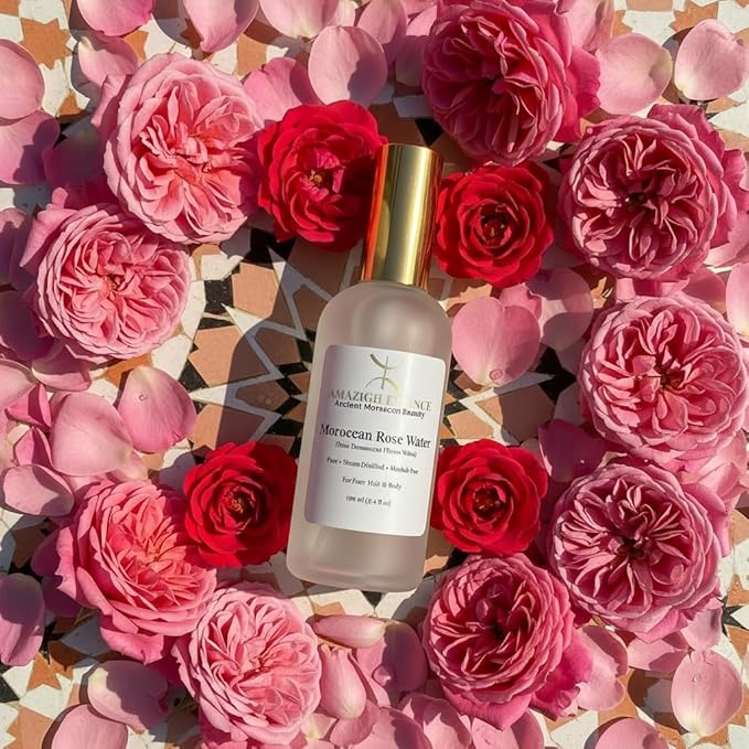 Pure Moroccan Rose Water, Facial Toner, Refreshing Mist, Rosa Damascena, Hydrating, Calming, for All Skin Types, 3.4 fl oz
