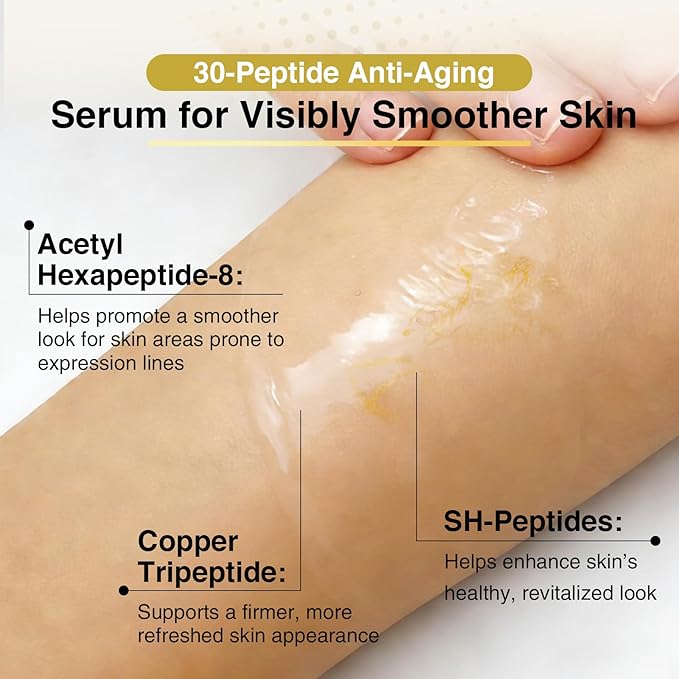 Silk Peptide Intensive Lifting Serum with Copper Peptides, Deep Collagen Ampoule, Korean Skin Care Anti Aging Serum for Face Tightening, Smoothing, Hydrating, 1.69 fl oz