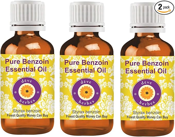 Deve Herbes Pure Benzoin Essential Oil (Styrax Benzoin) Steam Distilled (Pack of Three) 100ml X 3 (10 oz)