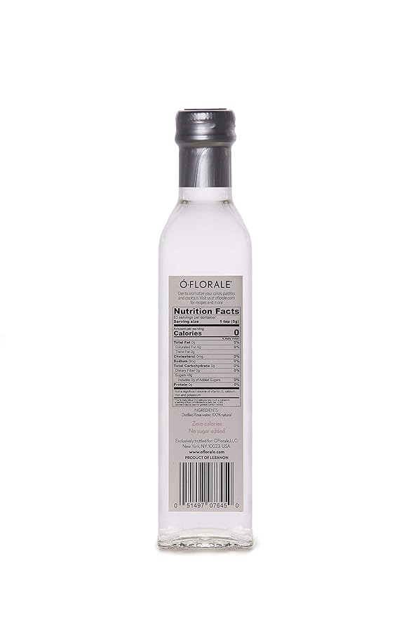 OFLORALE Rose Water, 8.45 fl oz, Food Grade, 100% Pure & Natural, No Sugar, Zero Calories, for Cooking, Baking and Cocktails