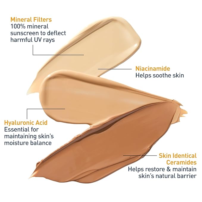 CeraVe Hydrating Mineral Sunscreen SPF 30 with Sheer Tint,Tinted Mineral Sunscreen with Zinc Oxide & Titanium Dioxide,Blends Seamlessly For Healthy Glow,Deep,1.7 Oz,(Pack of 2)