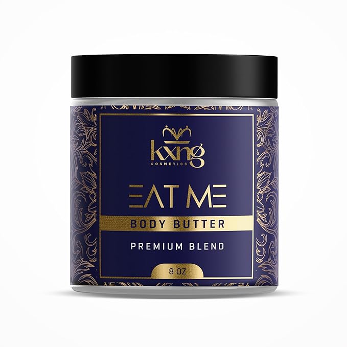 KXNG Cosmetics Organic Shea Body Butter Cream – 8oz | Whipped Body Butter for Men & Women with Shea, Cocoa, Mango & Coconut Oil | Deep Hydration for Dry Skin, Hands & Feet – Eat Me XL