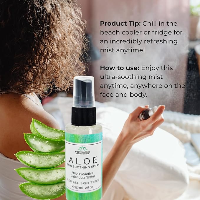 Calendula and Aloe Hydrating Facial Mist with Organic Aloe Vera and Calendula – Vegan, Non-GMO – 2 oz Spray Bottle
