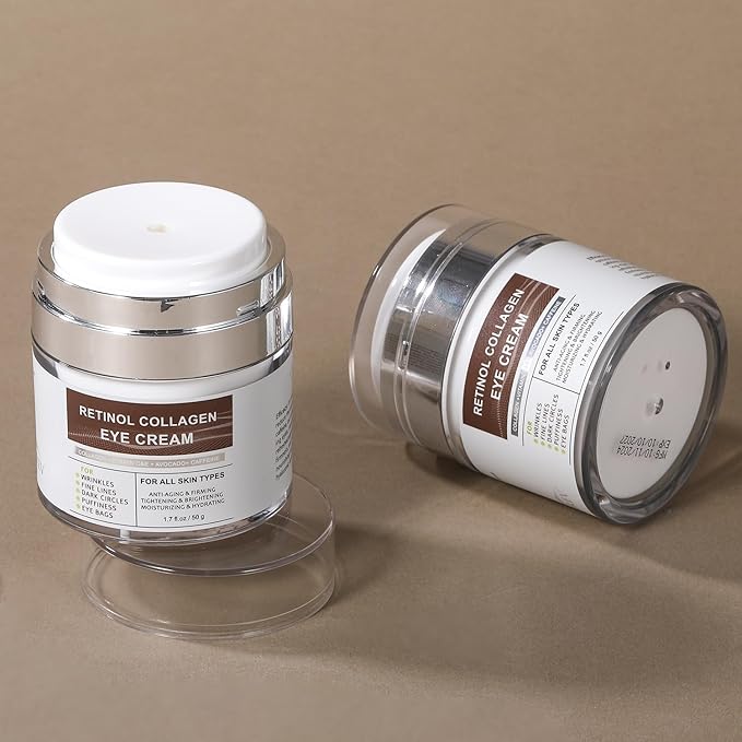 Eye Cream with Retinol Collagen for Wrinkles, Avocado for Hydrating, Caffeine and Vitamin C for Dark Circles and Puffiness, Moisturizer for Women, Nourishing Repair Anti Aging Cream