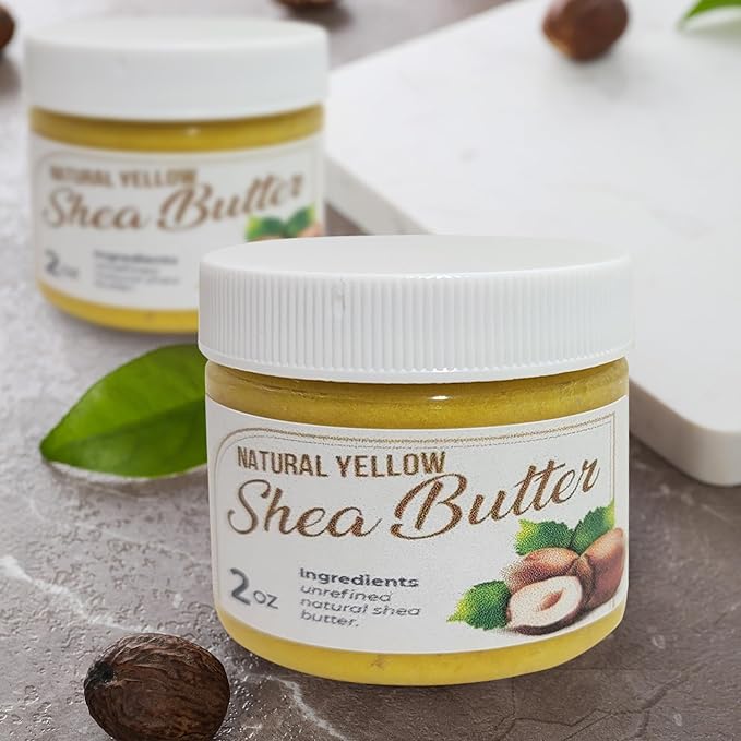 Raw African Shea Butter Travel Size – 2 oz Pure Unrefined Shea Butter for Skin, Hair & Face – Traditional – Plant-Based Body Cream for Dry, Rough Areas - Yellow