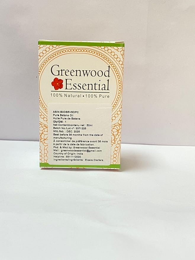 Greenwood Essential Pure Batana Oil (Elaeis Oleifera) Cold Pressed 50ml (1.69 oz)
