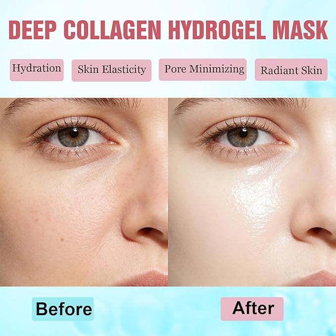 Deep Collagen Face Mask Overnight, Bio- Collagen Mask Real Deep Mask, Hydrating Hydrogel Masks with Low Molecular Collagen for Firming, Elasticity, Pore Minimizing 40g x 5ea Mothers Day Gifts
