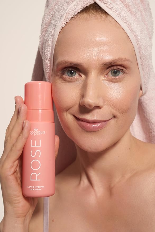 COCOSOLIS Rose Clean & Hydrate Face Foam Deep Pore Facial Cleansing Foam with Moisturising Hyaluronic Acid and Glycerine