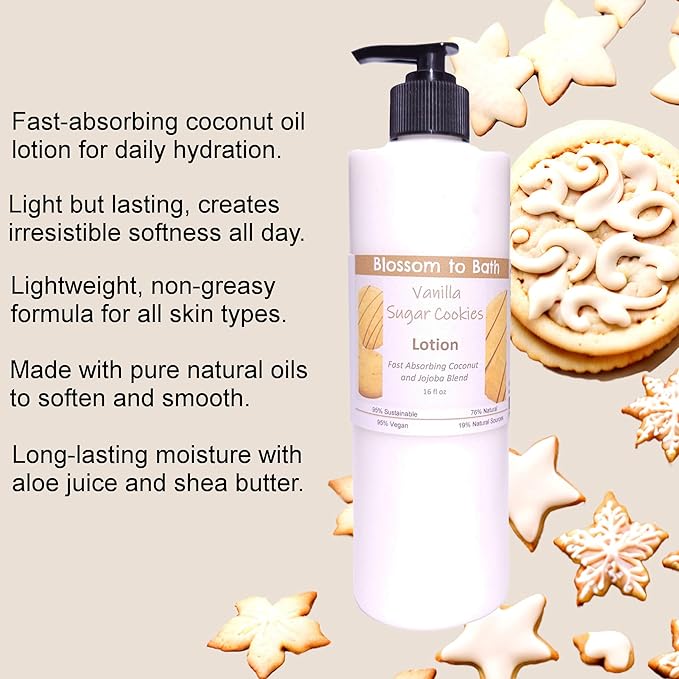 Blossom to Bath Vanilla Sugar Cookies Lotion (16 ounce) - Signature Fragrance - Absorbs Quickly with a Mouth Watering Bakery Scent