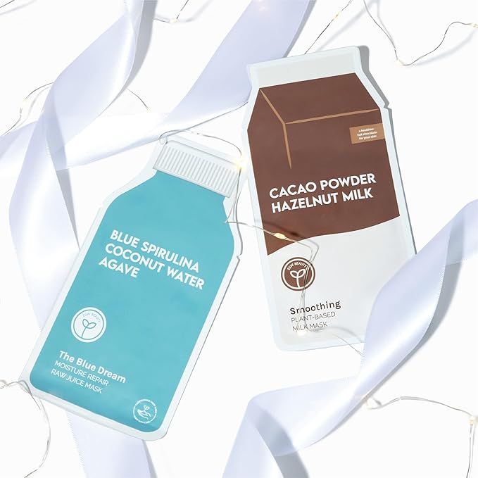 ESW Beauty Cacao Powder – Smoothing Plant-Based Milk Face Mask (6-Pack) – Cacao & Hazelnut for Aging & Sensitive Skin – Plumps, Softens & Promotes Youthful Complexion
