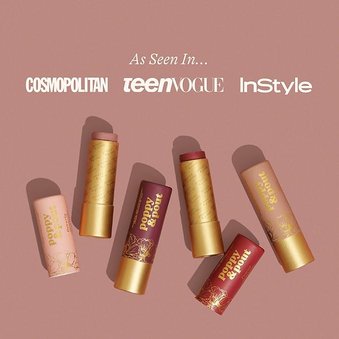 Poppy & Pout All Natural Lip Tints, Sustainable Cardboard Tubes, Hand-filled, Beeswax, Vitamin E, Coconut Oil, Cruelty Free (10pk Premium Gift Set)