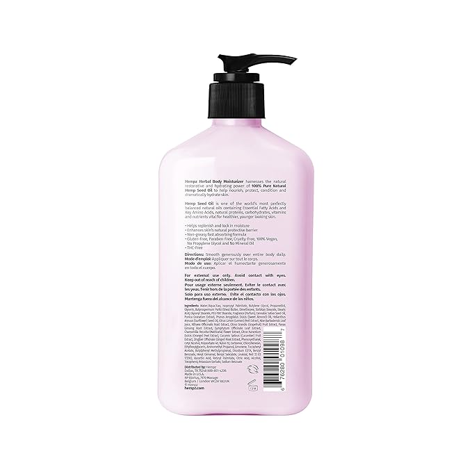 Hempz Body Lotion - Pomegranate - Bright Citrus - Daily Moisturizing Cream - 17oz,(Pack of 2)