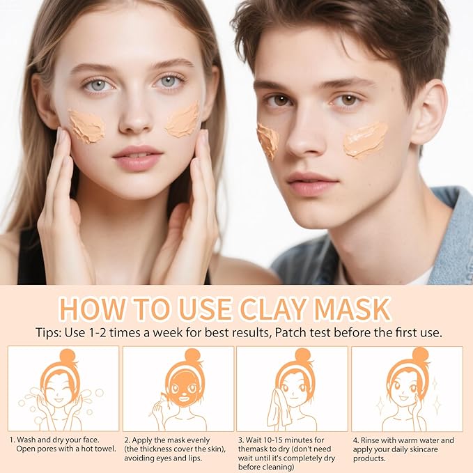Clay Mud Face Mask for Women,Papaya Dead Sea Mud Facial Mask Skincare,Deeping Cleansing,Oil Control,Hydrating Face Cleaning Clay Masks for All Skin Types (4.2OZ)