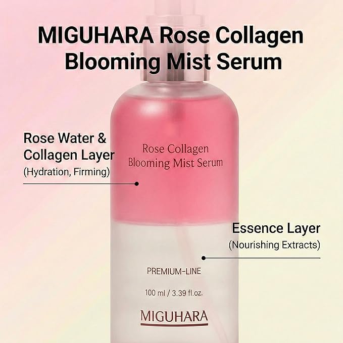 MIGUHARA Facial Mist & Mist Serum, Korean Skincare (Rose)