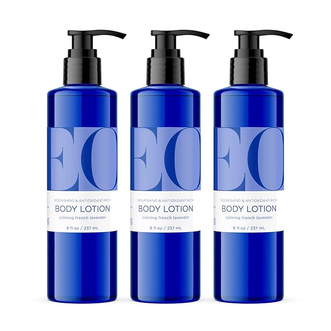 EO Body Lotion, 8 Ounce (Pack of 3), French Lavender, Organic Plant-Based, Botanical Extracts, Vitamin E with Pure Essential Oils