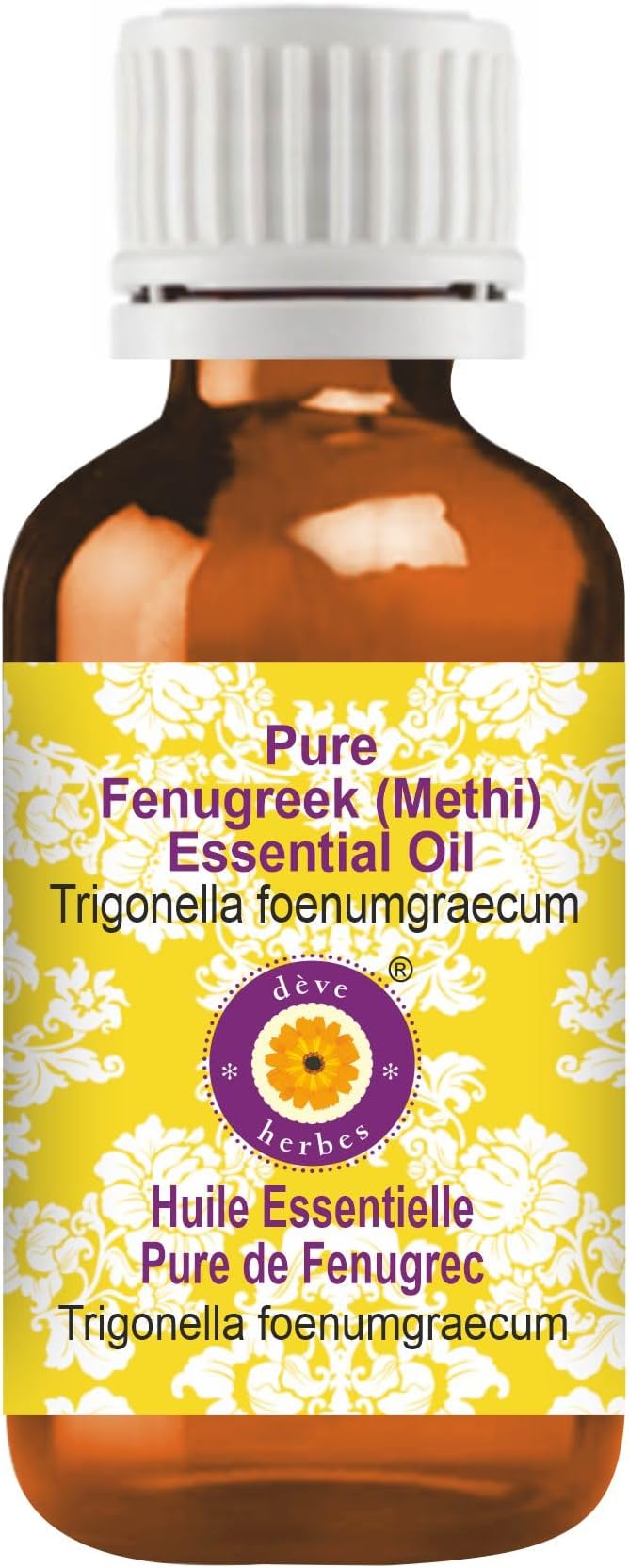 Deve Herbes Pure Fenugreek (Methi) Essential Oil (Trigonella foenumgraecum) Steam Distilled 5ml (0.16 oz)