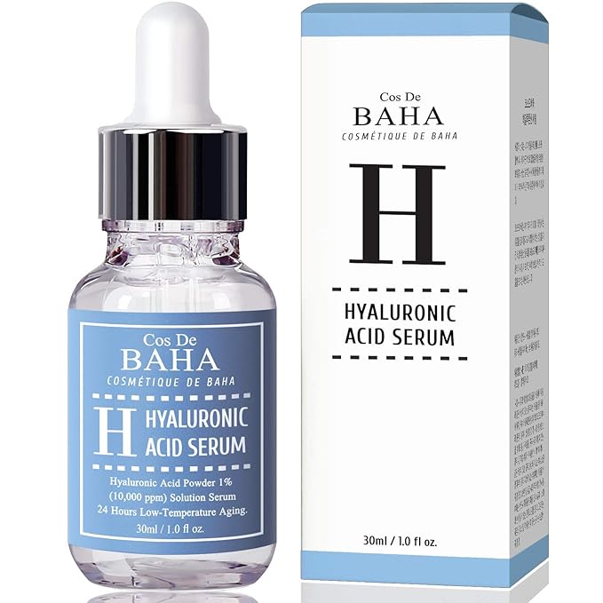 Cos De BAHA Hyaluronic Serum 1 Fl Oz – Pure Sodium Hyaluronate 10,000 ppm Hydrating Face Serum for Dry & Dehydrated Skin – Lightweight Fragrance-Free Korean Skincare Formula (30 ml)