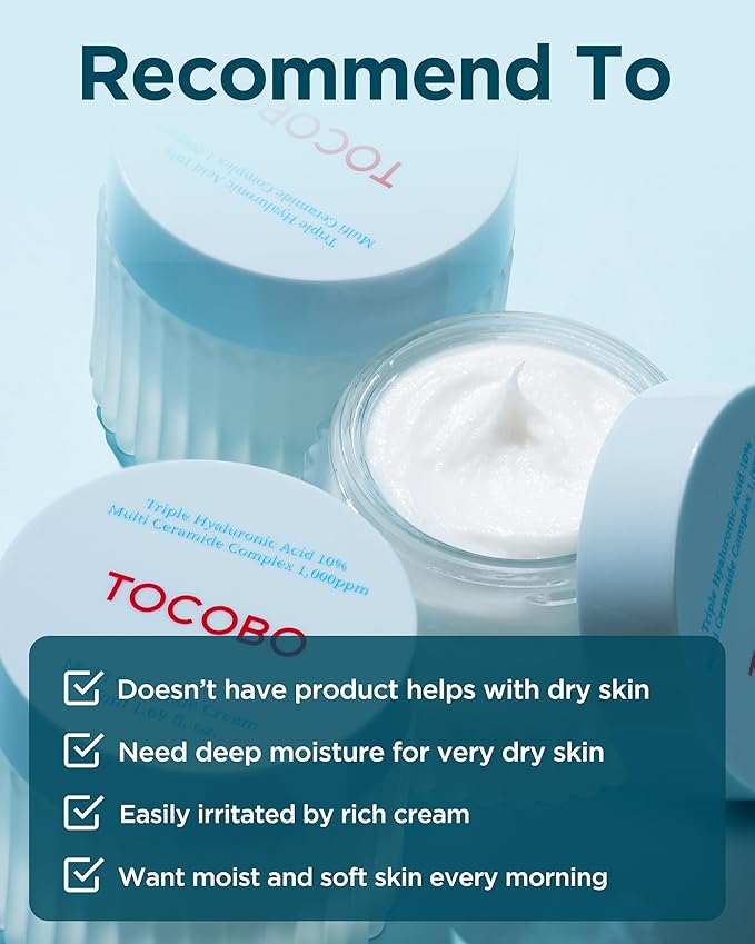 TOCOBO] Multi Ceramide Cream 1.7 Fl oz / 50ml | Moisture cream, Ceramide moisturizer, Korean Skin Care, Natural Ingredients, Sensitive Skin | Cruelty Free, Korean Vegan Cream, mother's day gift