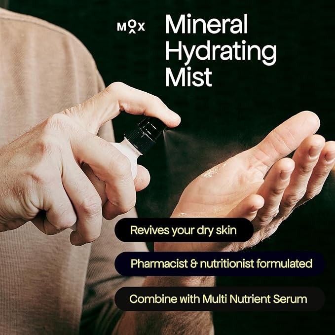 Mox Skincare Mineral Hydrating Mist (2 oz) | Electrolyte Moisturizing Spray. Hydrates & Revives Dry, Tired Skin | With Minerals and Hyaluronic Acid for Refreshing Skin Hydration.